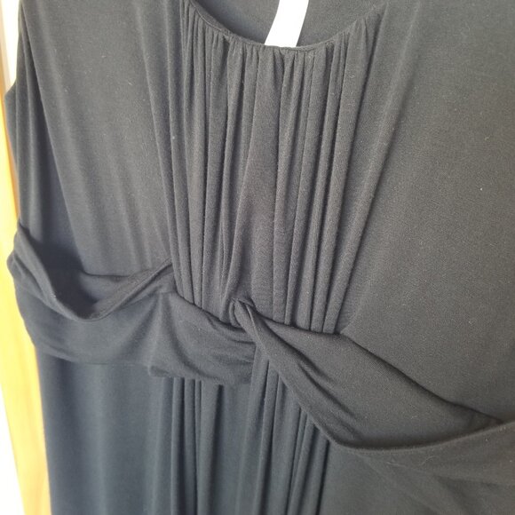 Soma Black Maxi Dress Size XL Stretch Knit Embroidered Hem High Waist - Picture 3 of 9